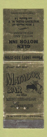 Matchbook Cover - Glen Motor Inn Watkins Glen NY Matador Bar WEAR