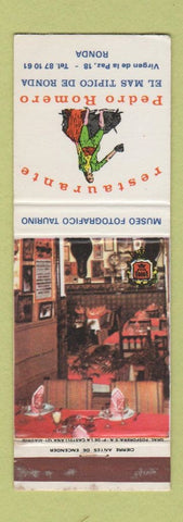 Matchbook Cover - Restaurant Pedro Romero Ronda Spain WEAR