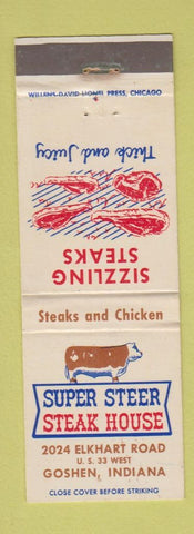 Matchbook Cover - Super Steer Steak House Goshen IN WEAR