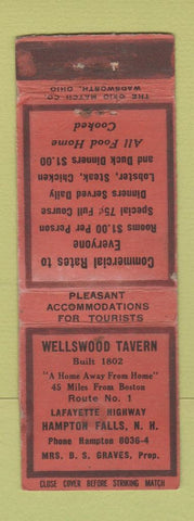 Matchbook Cover - Wellswood Tavern Hampton Falls NH WORN