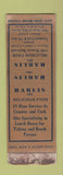 Matchbook Cover - Harlis Restaurant Miami FL SAMPLE POOR STRIKER AREA