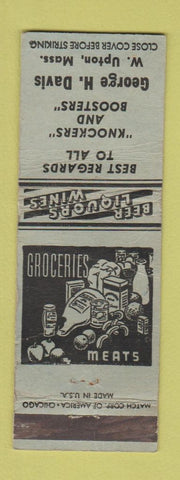 Matchbook Cover - George Davis Grocery West Upton MA WEAR