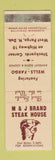 Matchbook Cover - M&J Steak House West Fargo ND WEAR