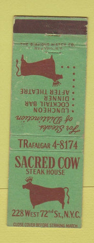 Matchbook Cover - Sacred Cow Steak House New York City WEAR