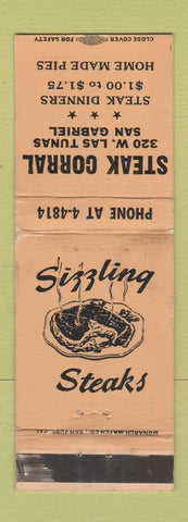 Matchbook Cover - Steak Corral Restaurant San Gabriel CA WEAR