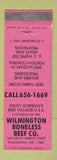 Matchbook Cover - Wilmington Boneless Beef meat DE
