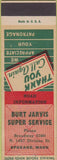Matchbook Cover - Burt Jarvis oil gas Spokane WA SAMPLE