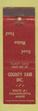 Matchbook Cover - Country Fair Inc Restaurant Damariscotta ME