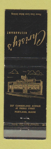 Matchbook Cover - Christy's Restaurant Portland ME WEAR