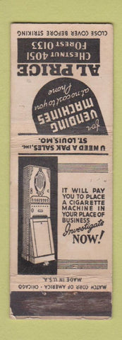 Matchbook Cover - Al Price Vending St Louis MO WEAR