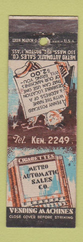 Matchbook Cover - Metro Automatic Vending Boston MA WORN