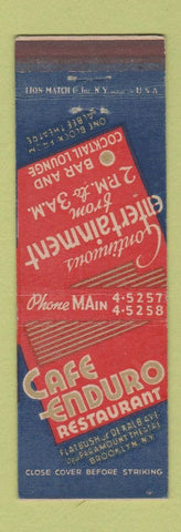 Matchbook Cover - Cafe Enduro Restaurant Brooklyn NY