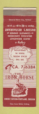 Matchbook Cover - The Iron Horse Portland OR Union Station train