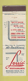 Matchbook Cover - Louis' Restaurants Niagara Falls NY