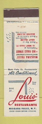 Matchbook Cover - Louis' Restaurants Niagara Falls NY