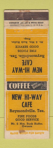 Matchbook Cover - New Hi Way Cafe Caymondville TX ADVANCE WEAR