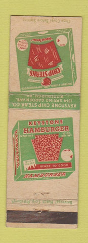 Matchbook Cover - Chip Steaks Keystone Pittsburgh PA hamburger WEAR