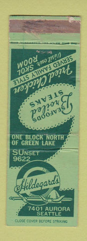 Matchbook Cover - Hildegard's Restaurant Sattle WA WORN