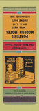 Matchbook Cover - Porter's Modern Motel Richmond IN WEAR