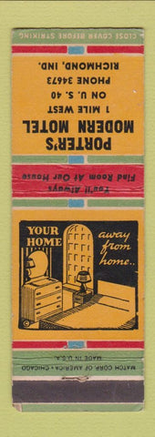 Matchbook Cover - Porter's Modern Motel Richmond IN WEAR