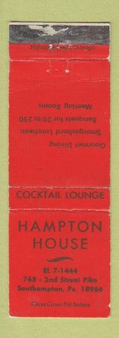 Matchbook Cover - Hampton House Southampton PA WORN