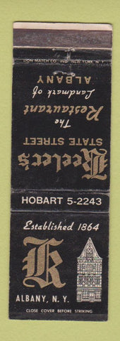 Matchbook Cover - Keeler's Restaurant Albany NY WEAR