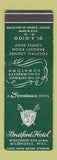 Matchbook Cover - Stratford Hotel Milwaukee WI