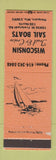 Matchbook Cover - Wisconsin Trail Cruise Sail Boats Mequon WI WEAR