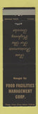 Matchbook Cover - Food Facilities Management Restaurants