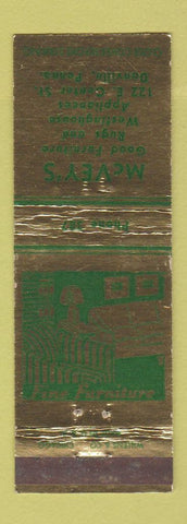 Matchbook Cover - McVEy's Furniture Danville PA WEAR
