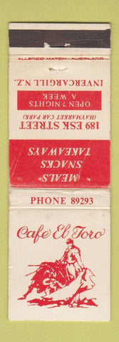 Matchbook Cover - Cafe El Toro Invercargill New Zealand WORN