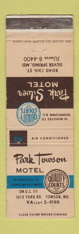 Matchbook Cover - Park Silver Motel Silver Spring MD Towson