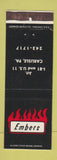 Matchbook Cover - Embers Restaurant Carlisle PA WEAR