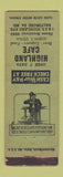 Matchbook Cover - Highland Cafe Baltimore MD WORN