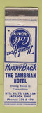 Matchbook Cover - Cambrian Hotel Jackson OH WEAR