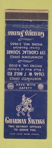 Matchbook Cover - Guardian Savings Detroit MI WEAR