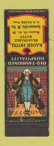 Matchbook Cover - Rader Hotel Summerville WV WEAR