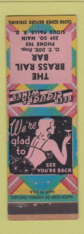 Matchbook Cover - The Brass Rail Bar Sioux Falls SD girlie low phone #