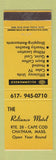 Matchbook Cover - Reliance Motel Chatham MA