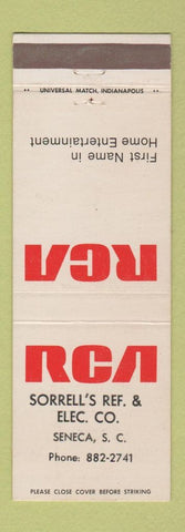 Matchbook Cover - RCA Sorrell's Refrigeration Electric Seneca SC