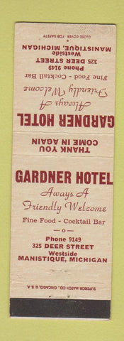 Matchbook Cover - Gardner Hotel Manistique MI