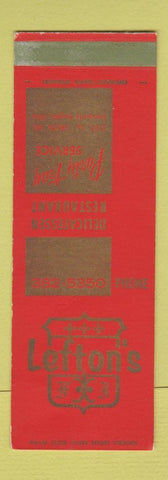 Matchbook Cover - Lefton's Restaurant Deli University Heights OH SAMPLE WEAR