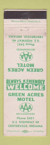 Matchbook Cover - Green Acres Motel Centerville IN