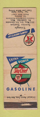 Matchbook Cover - Texaco oil gas Triangle North Cambridge MA WORN