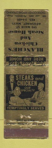 Matchbook Cover - Blanche's Chicken and Steak House Achushnet MA WEAR