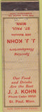 Matchbook Cover - JJ Kohn ST Paul MN bar