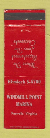 Matchbook Cover - Windmill Point Marina Foxwells VA