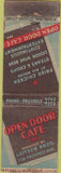 Matchbook Cover - Open Door Cafe Safety Match WEAR