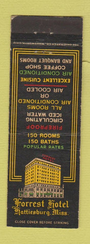 Matchbook Cover - Forrest Hotel Hattiesburg MS