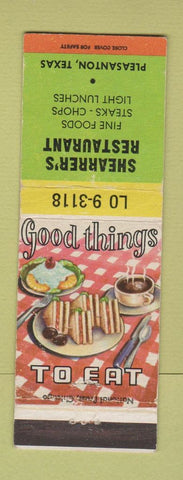 Matchbook Cover - Shearrer's Restaurant Pleasanton TX